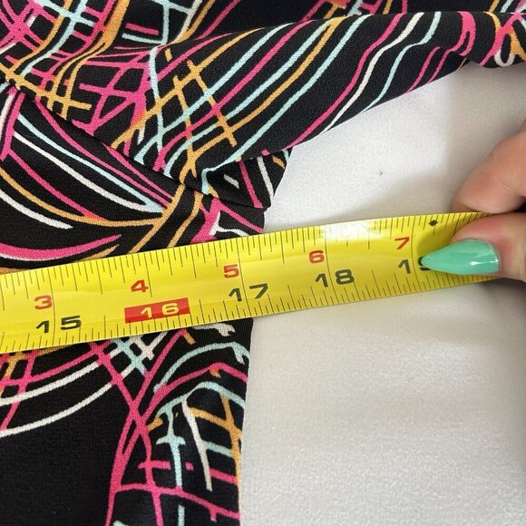 Voli Vintage Y2K 90s Black Pink Geometric Off Shoulder Blouse 3/4 Sleeve Womens - Picture 4 of 6